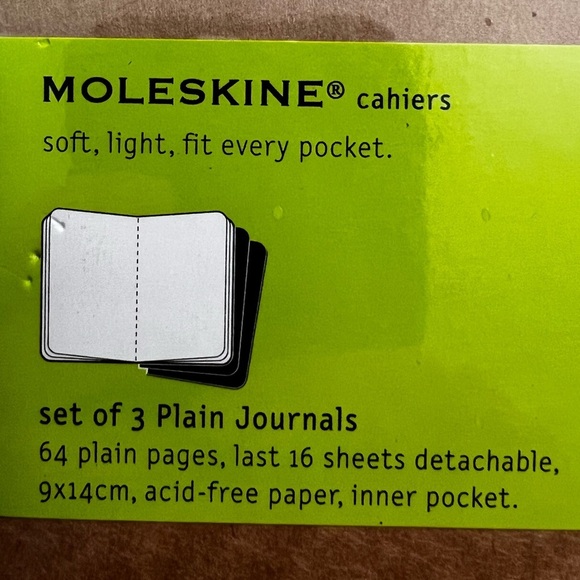 Moleskine Cahier Journal, Soft Cover, Pocket (3.5" x 5.5") Plain Page Set of 3 - Picture 3 of 5